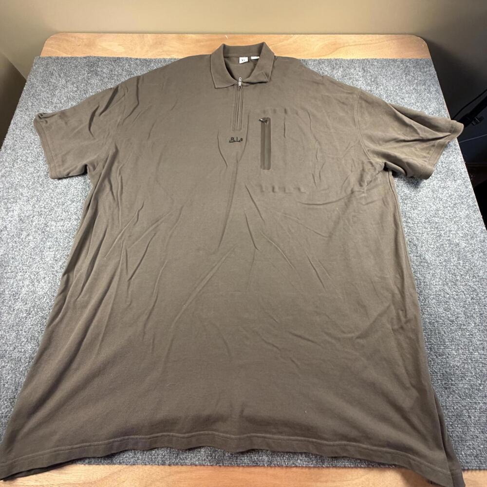 RLE Quarter Zip Polo Shirt Mens XL Brown Short Sleeve Cotton JS-15 Portugal